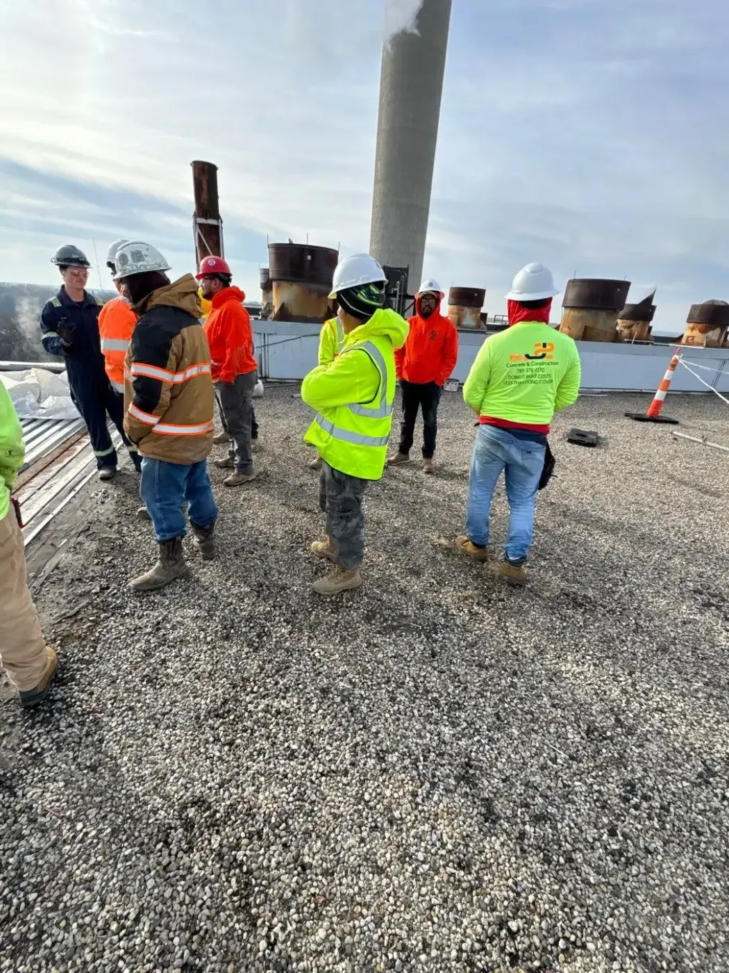 Tarping and dry-in on a Whiteland commercial roof